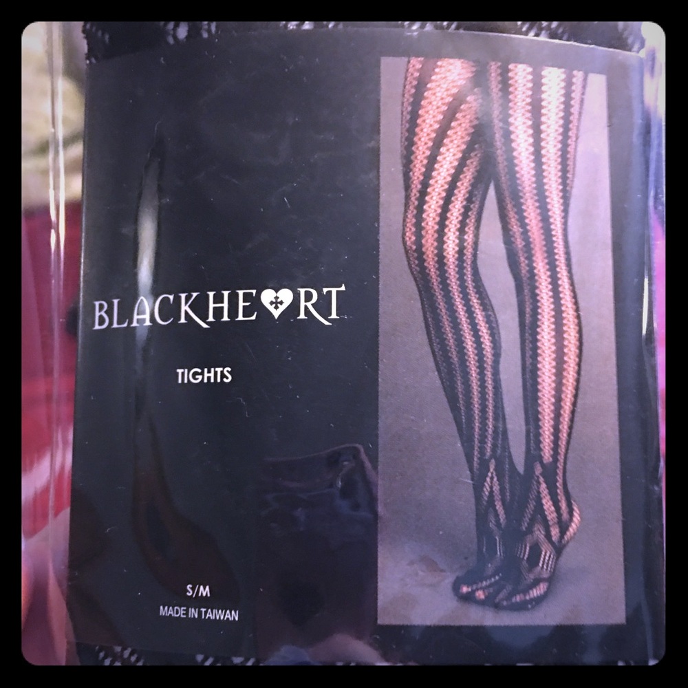 Black heart Lace tights size Small Medium NWT